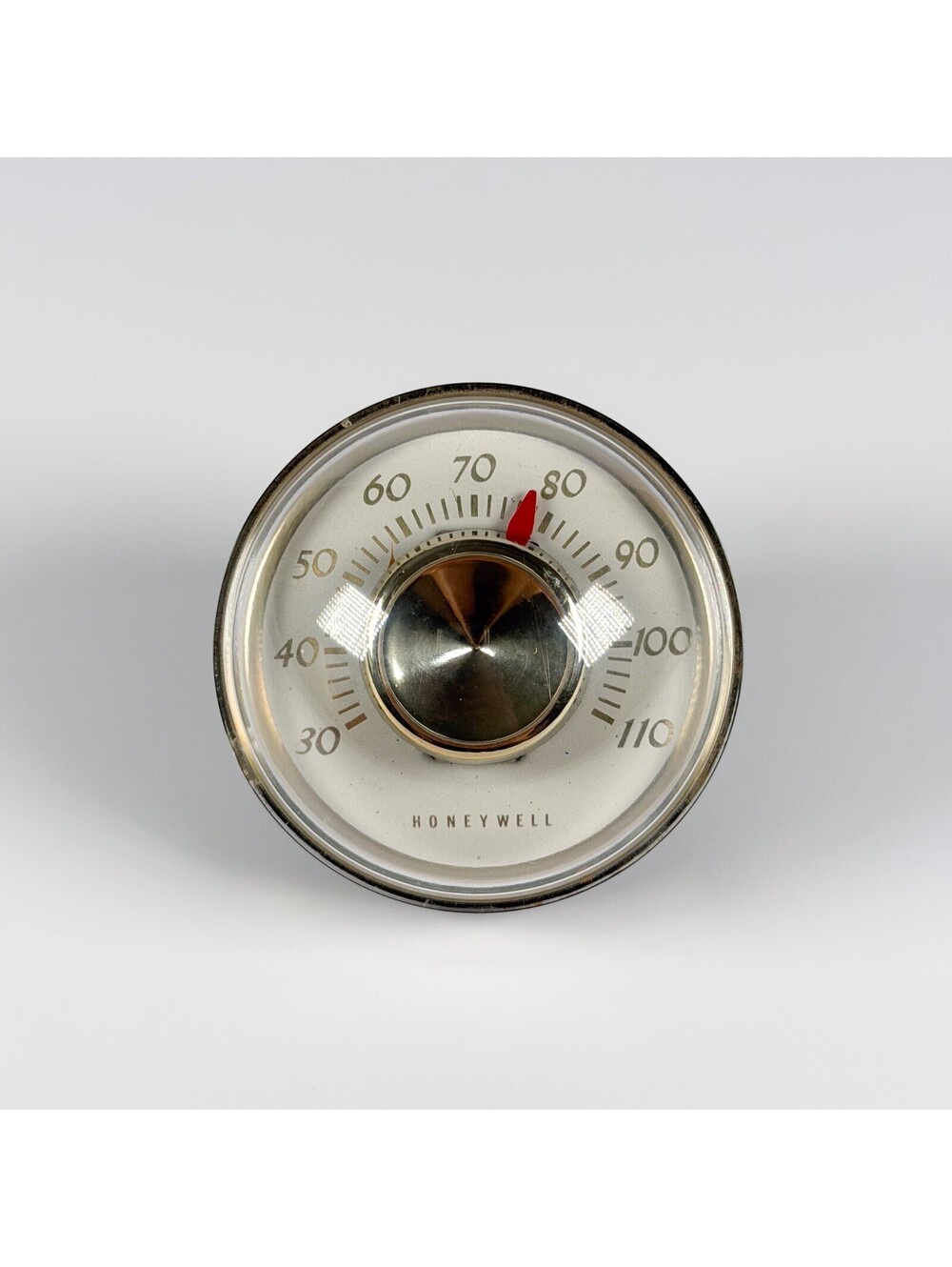 Vintage Black Honeywell Glass Ball Weighted Paperweight Desk Thermometer